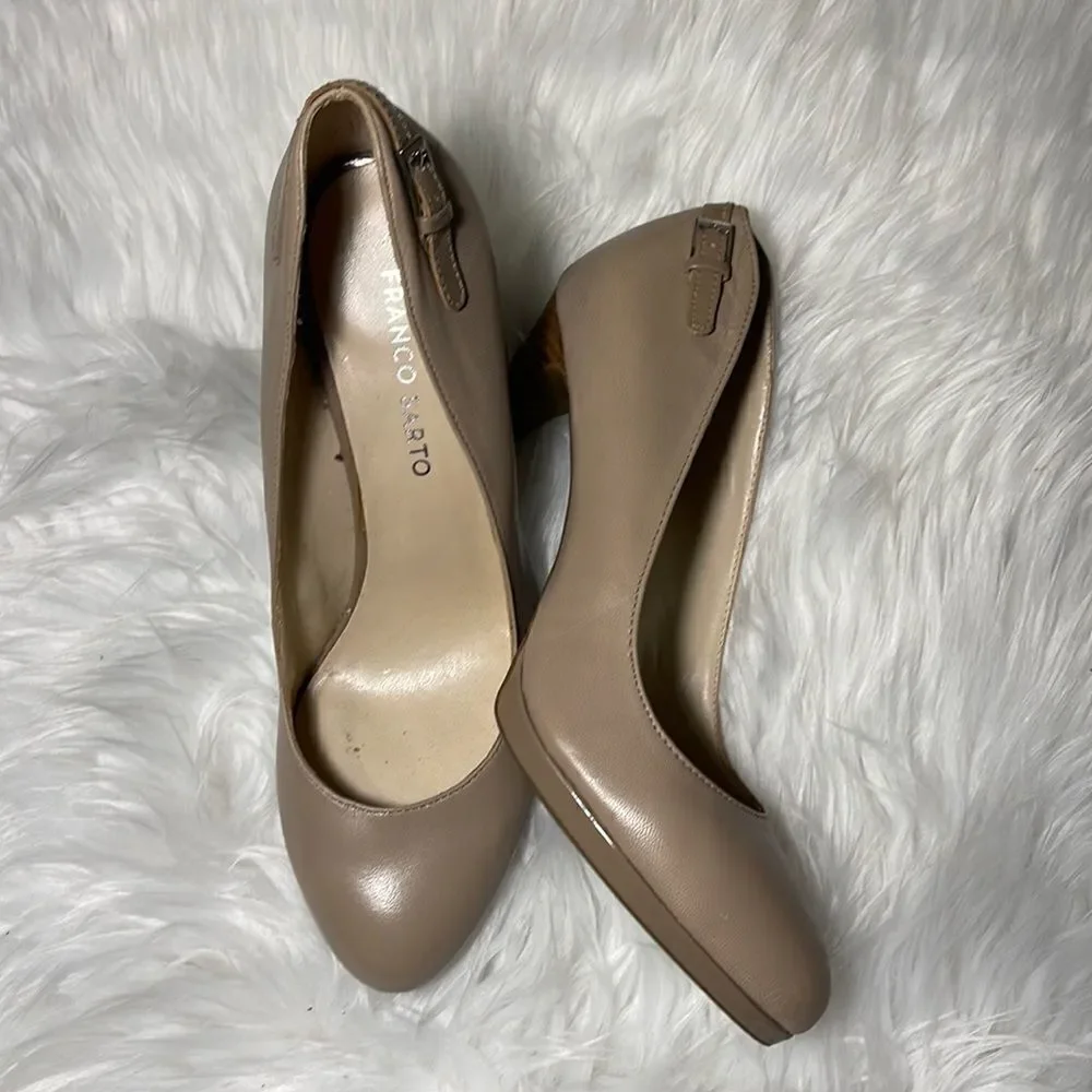 Tan Franco Sarto Leather platform heels